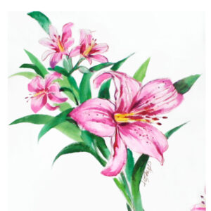 Miami hand painted lilly textile design illustration